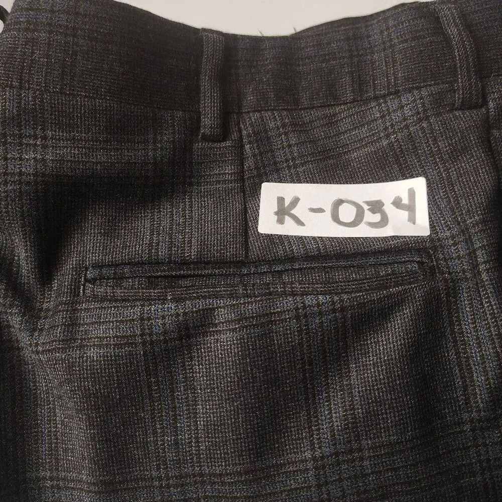 Jos A Bank Mens 40x32 Gray Blue Plaid Signature Wool Pleated Cuffed Dress Pants